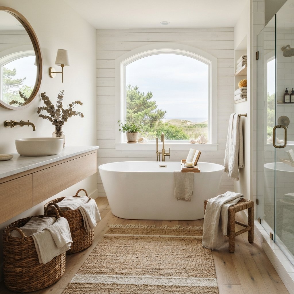 30 Stunning White Bathroom Ideas That Create a Bright & Luxurious Space 12 Coastal White Bathroom Ideas