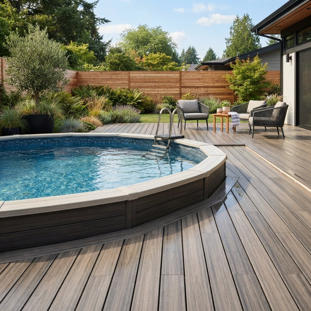 30 Above Ground Pool Deck Ideas to Transform Your Backyard 7 Composite Above Ground Pool Deck Ideas