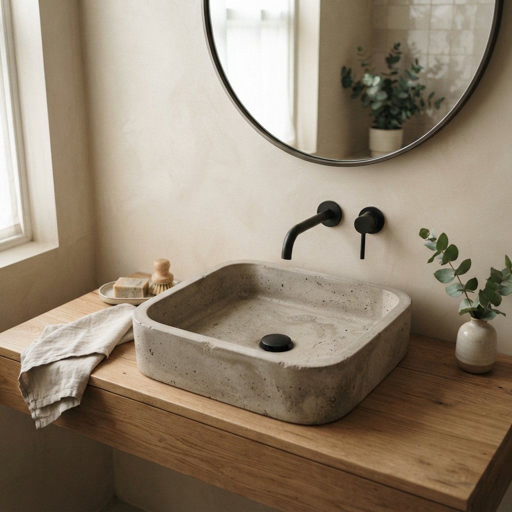 30 Luxury Spa Bathroom Ideas for the Ultimate Self Care Experience 26 Concrete Basin Sink Ideas