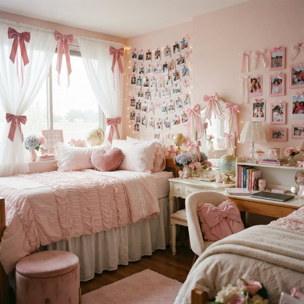 Coquette Pink Dorm Room Ideas