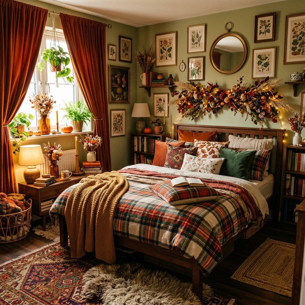 30 Cozy Fall Bedroom Ideas You'll Be Obsessed With This Autumn 28 Maximalist Autumn Styling Idea