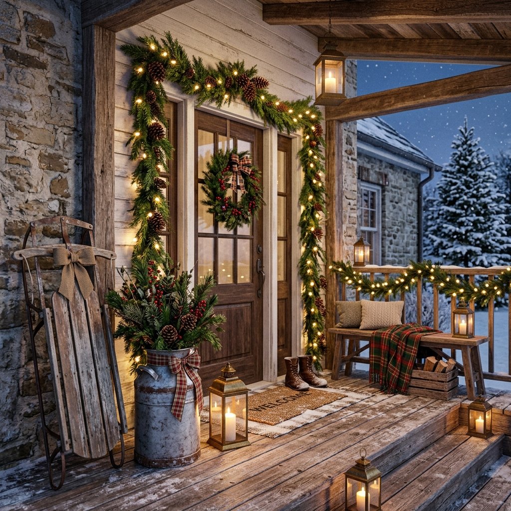 30 Vintage Christmas Decor Ideas That Bring Classic Holiday Charm to Your Home 24 Cozy Vintage Christmas Porch Ideas