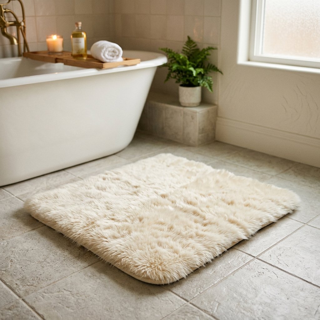 30 Fall Bathroom Aesthetic Ideas to Create a Dreamy Cozy Space 24 Faux Fur Bath Mat Ideas