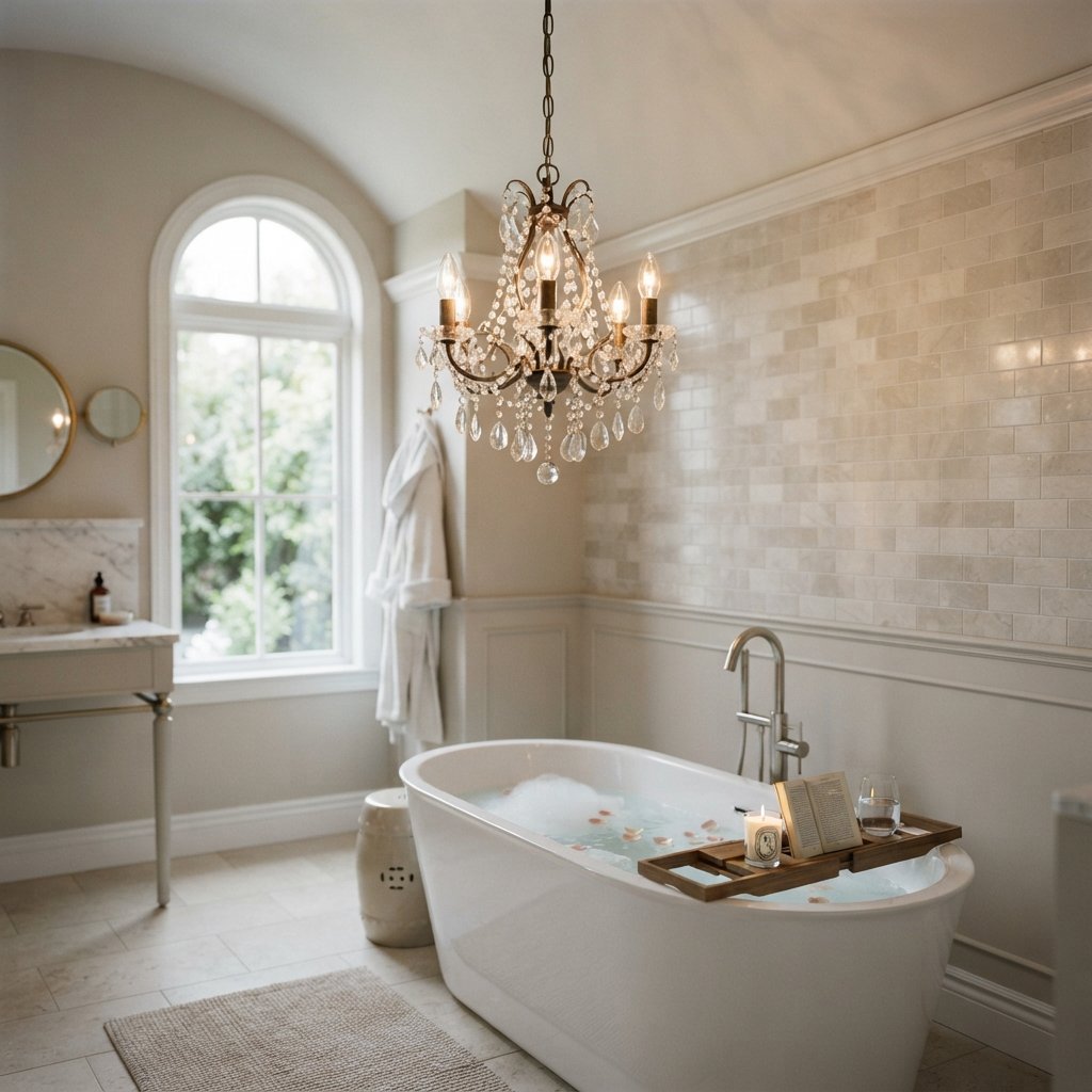 30 Bathroom Lighting Ideas to Brighten Your Space in Style 7 Chandelier Bathroom Lighting Ideas
