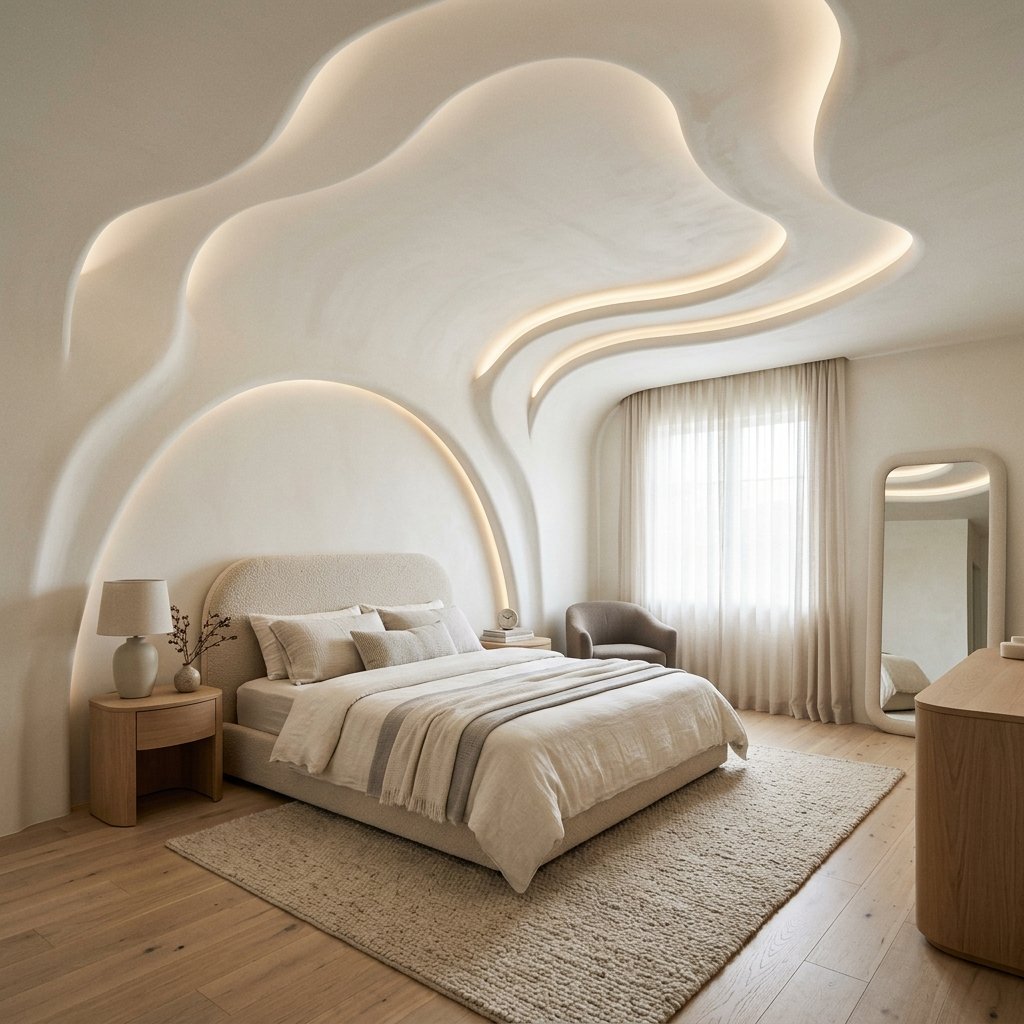 30 Fall Ceiling Designs for Bedroom That Instantly Feel Warm & Luxurious 10 Curved Fall Ceiling Ideas