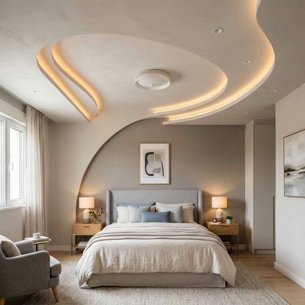 30 Bedroom Fall Ceiling Designs Ideas: for Modern and Cozy Spaces 29 Curved Edge Fall Ceiling Ideas