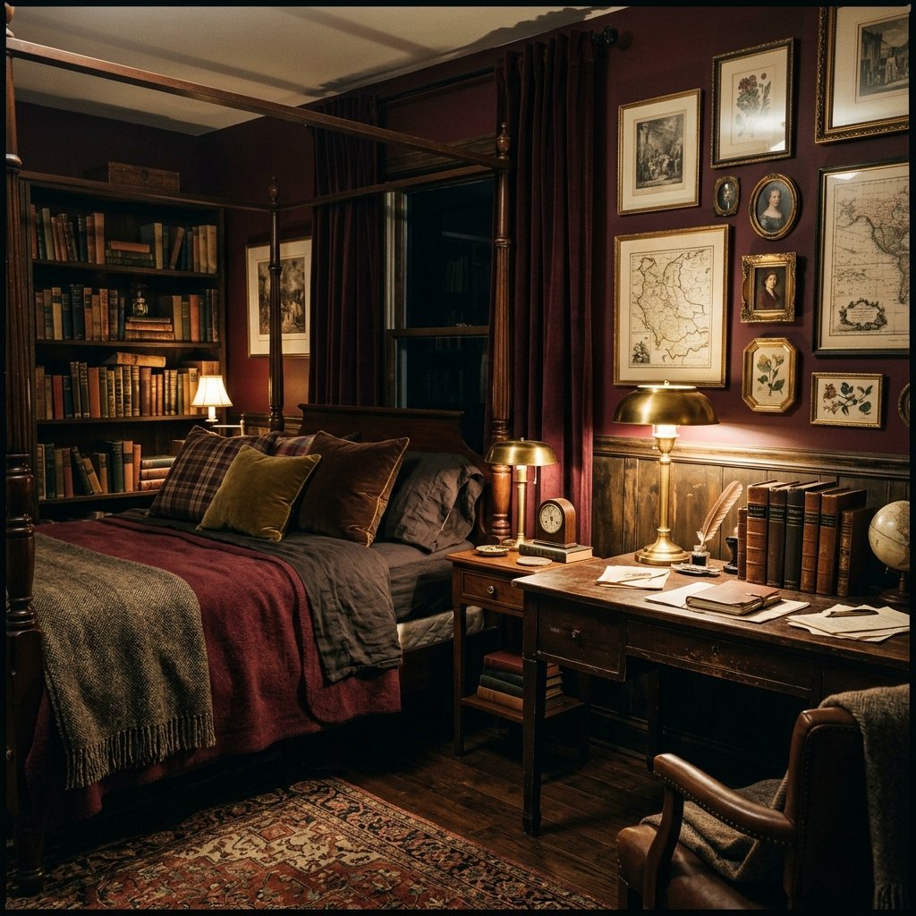 30 Fall Bedroom Aesthetic Ideas: That Feel Warm,Cozy & Effortless 17 Dark Academia Bedroom Ideas