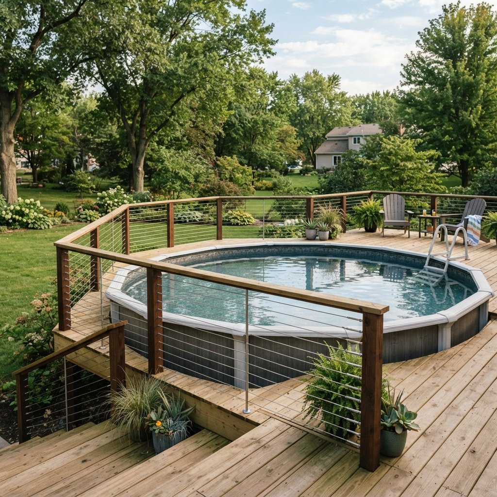 30 Above Ground Pool Deck Ideas to Transform Your Backyard 8 Freestanding Above Ground Pool Deck Ideas