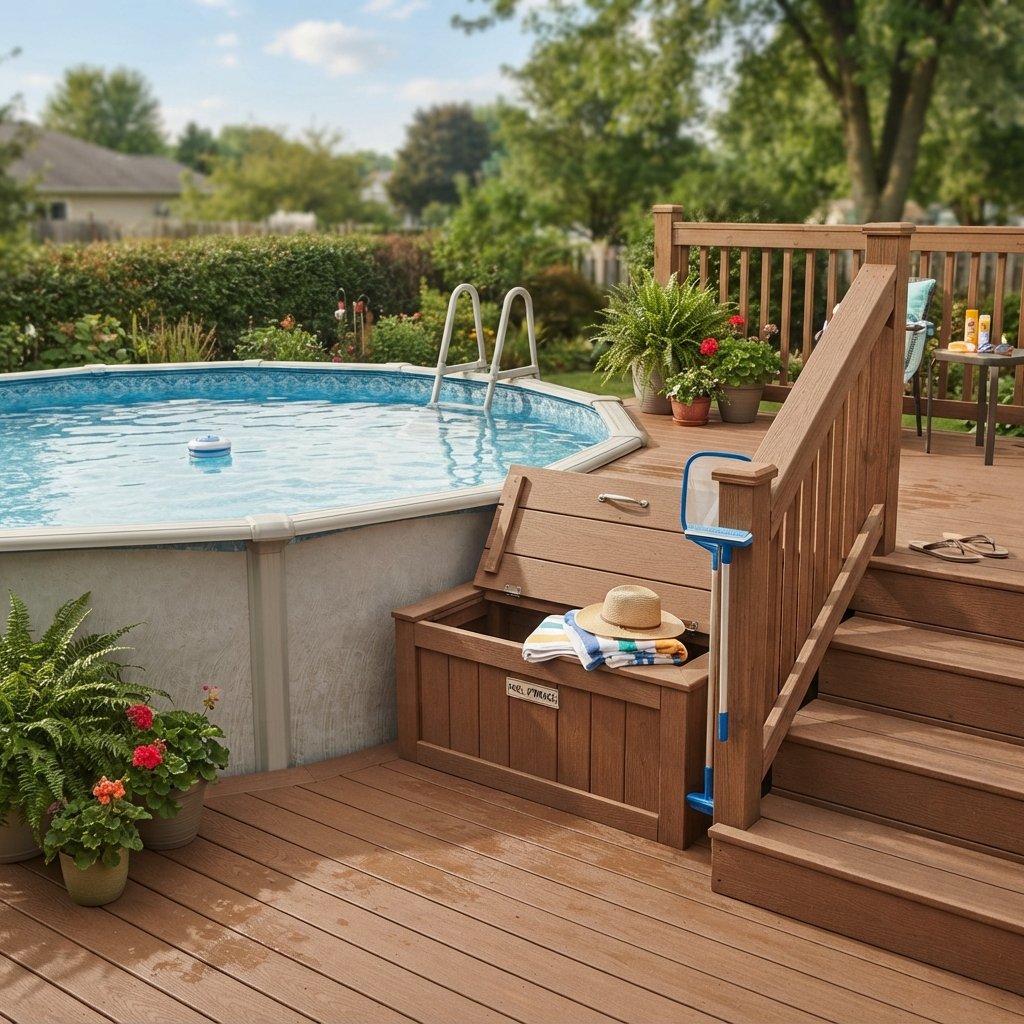 30 Above Ground Pool Deck Ideas to Transform Your Backyard 26 Deck with Storage Ideas