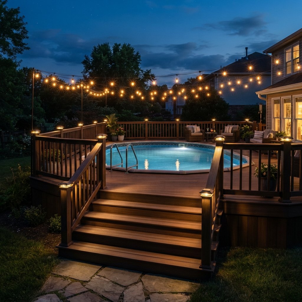 30 Above Ground Pool Deck Ideas to Transform Your Backyard 20 Deck with Lighting Ideas
