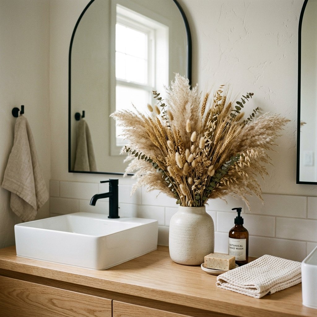 30 Fall Bathroom Aesthetic Ideas to Create a Dreamy Cozy Space 11 Dried Botanical Arrangement Ideas