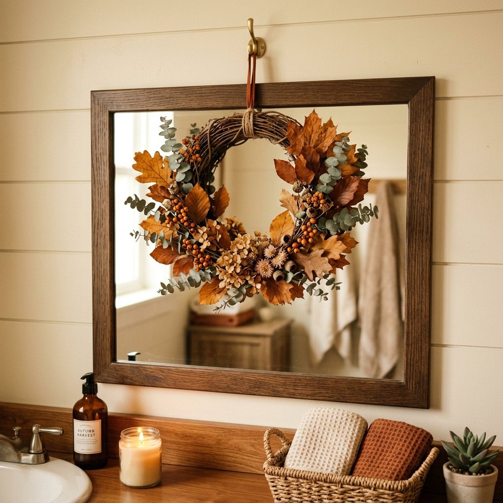 30 Fall Bathroom Aesthetic Ideas to Create a Dreamy Cozy Space 19 Fall Bathroom Aesthetic Autumn Wreath Ideas
