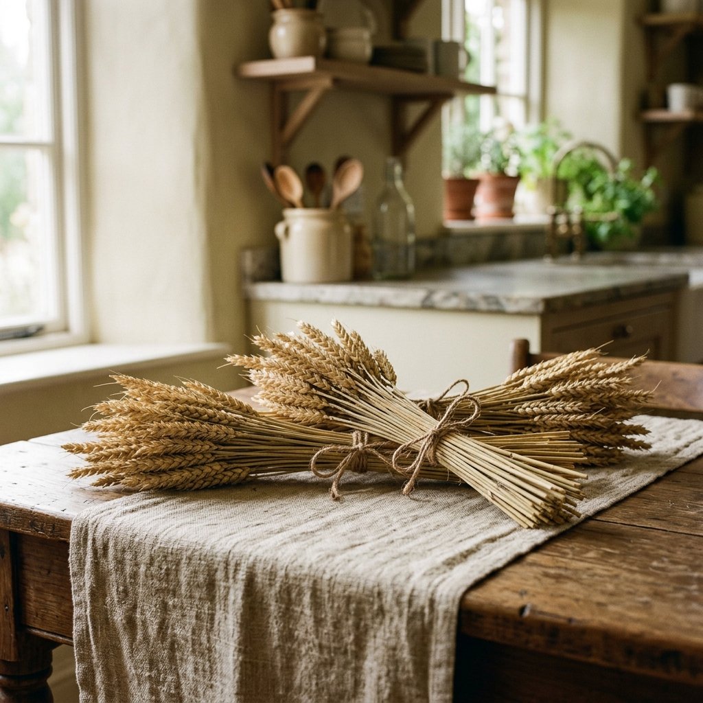 30 Fall Kitchen Table Decor Ideas: You'll Want to Copy 6 Dried Wheat Bundle Fall Kitchen Table Decor