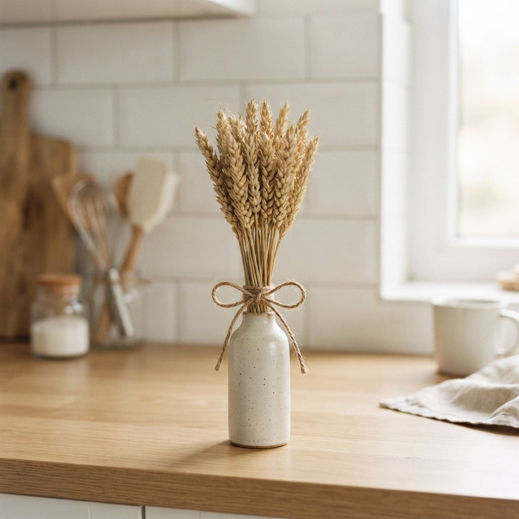 30 Fall Kitchen Countertop Decor Ideas: Cozy Inspiration for Every Style 4 Dried Wheat Bundle Fall Kitchen Countertop