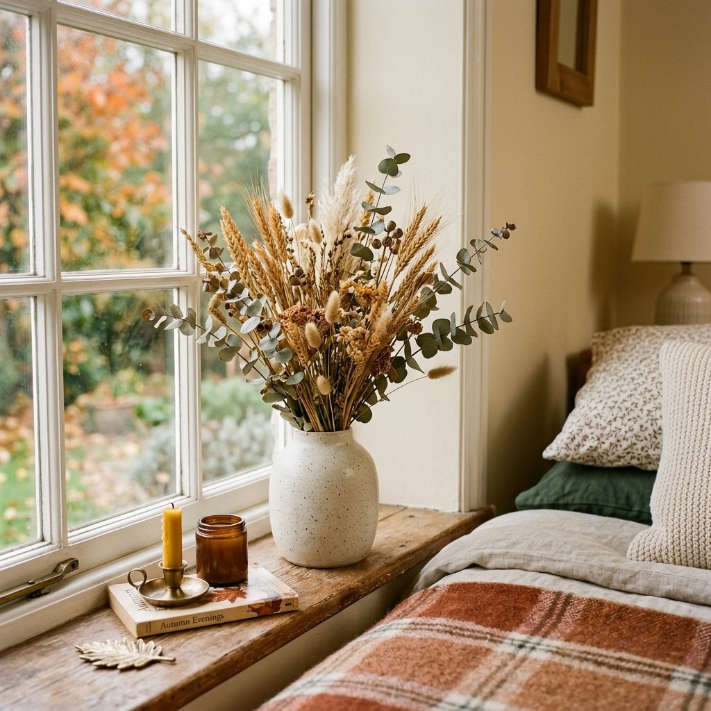 30 Cozy Fall Bedroom Ideas You'll Be Obsessed With This Autumn 20 Dried Floral Arrangement Idea