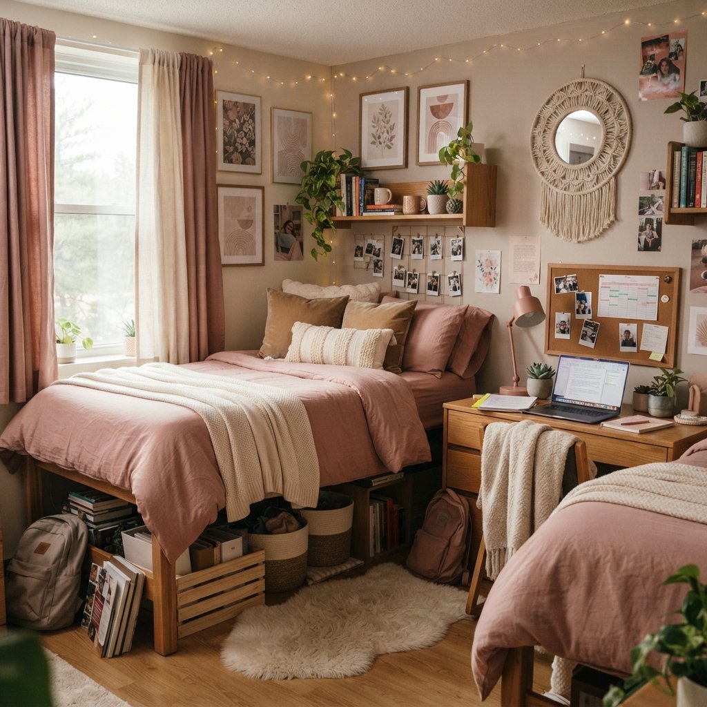 Dusty Rose Dorm Ideas