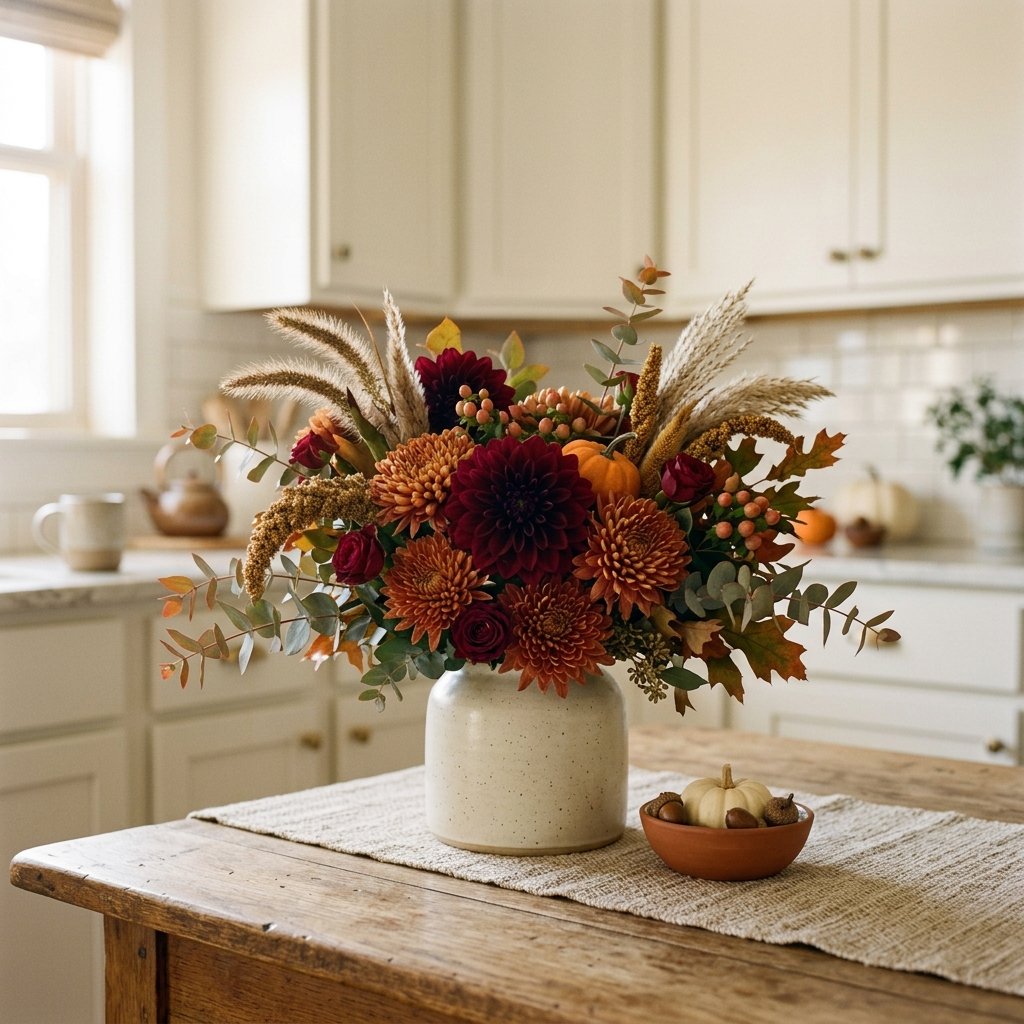 30 Fall Kitchen Table Decor Ideas: You'll Want to Copy 7 Fall Floral Arrangement Fall Kitchen Table