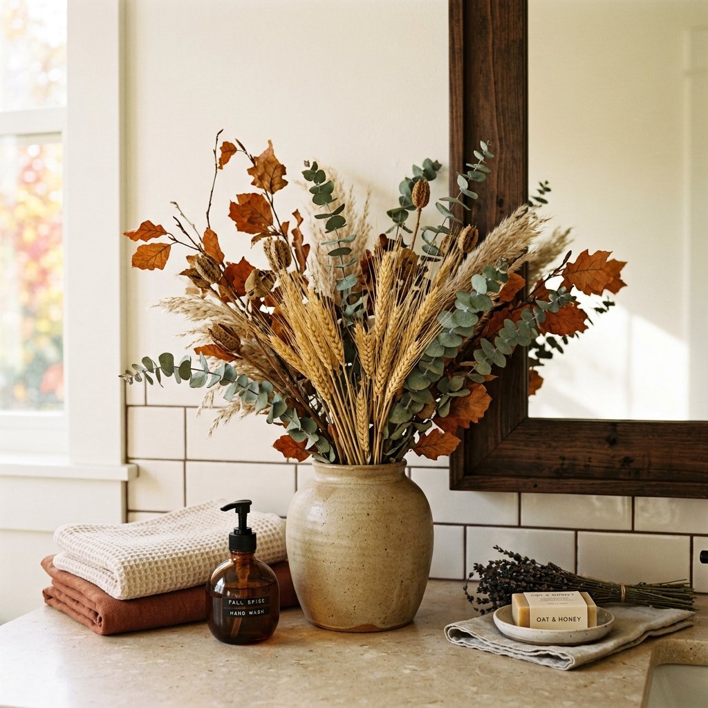 30 Fall Themed Bathroom Ideas: A Complete Guide to Cozy Autumn Style 17 Fall Floral Bathroom Arrangements