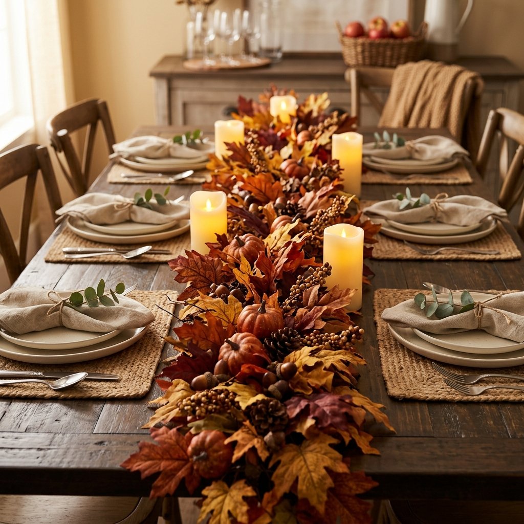 30 Fall Kitchen Table Decor Ideas: You'll Want to Copy 16 Fall Foliage Garland Fall Kitchen Table Decor