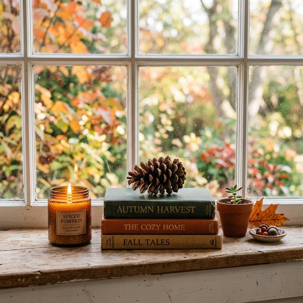 30 Fall Kitchen Window Decor Ideas That Feel Cozy & Bright 19 Fall Window Ledge Vignette Ideas