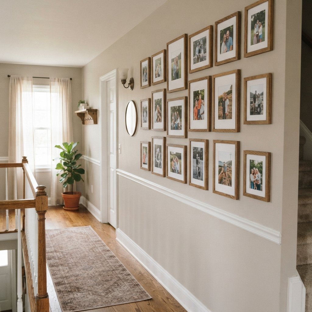 30 Beautiful Upstairs Hallway Ideas: To Transform Your Home Space 10 Family Photo Display Upstairs Hallway Ideas