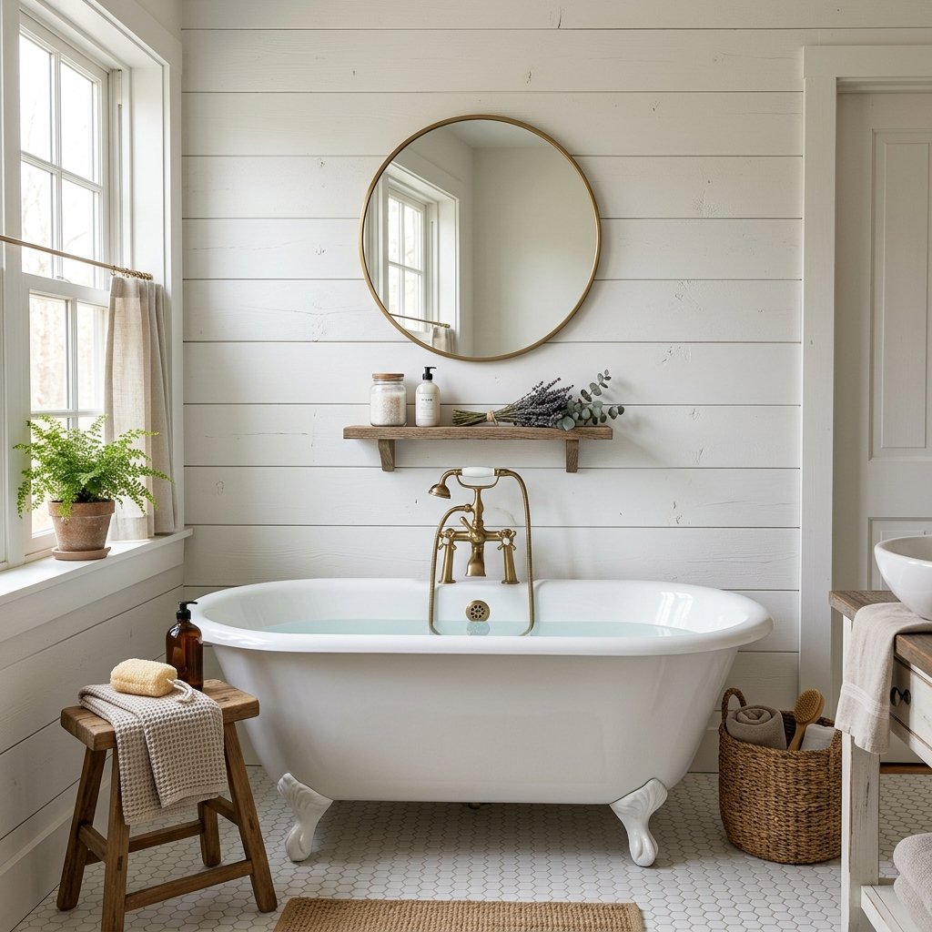 30 Stunning Farmhouse Bathroom Ideas to Create a Cozy Luxury Retreat 2 Shiplap Wall Ideas