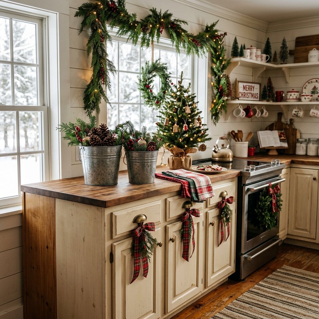 30 Christmas Kitchen Decor Ideas That Feel Warm and Magical 2 Farmhouse Christmas Kitchen Decor Ideas