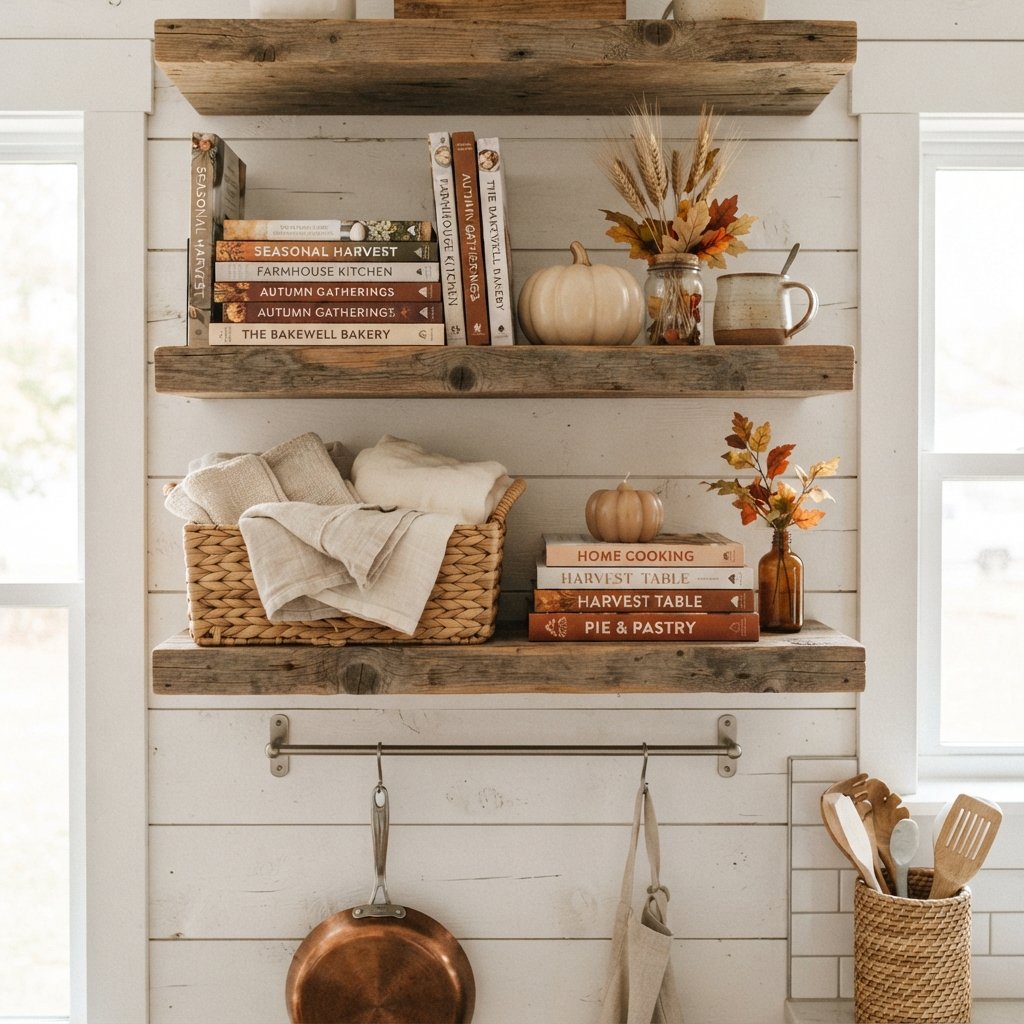 30 Fall Kitchen Ideas: To Warm Up Your Space This Season 16 Farmhouse Fall Shelf Fall Kitchen