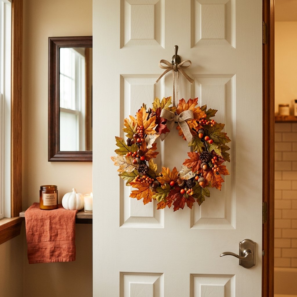 30 Fall Bathroom Decor Ideas Small Bathroom, Big Fall Vibes 23 Fall Foliage Wreath Ideas