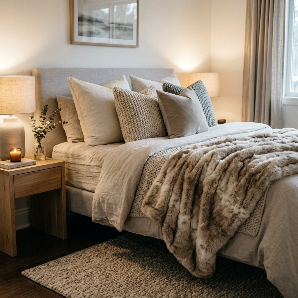 30 Fall Bedroom Aesthetic Ideas: That Feel Warm,Cozy & Effortless 11 Faux Fur Accent Ideas