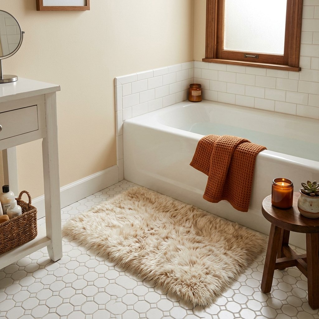 30 Fall Bathroom Decor Ideas Small Bathroom, Big Fall Vibes 14 Faux Fur Rug Ideas