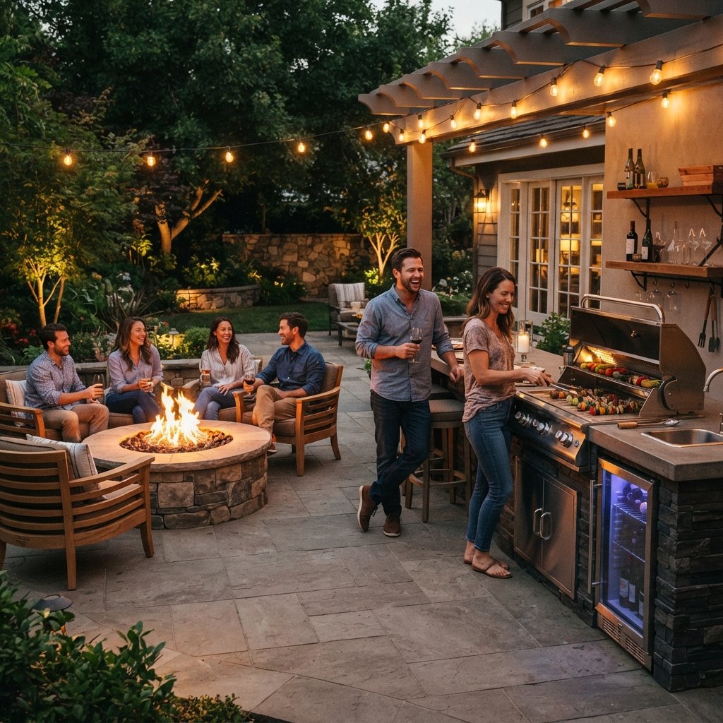 30 Backyard Fire Pit Ideas to Transform Your Outdoor Space 14 Fire Pit with Outdoor Kitchen Idea