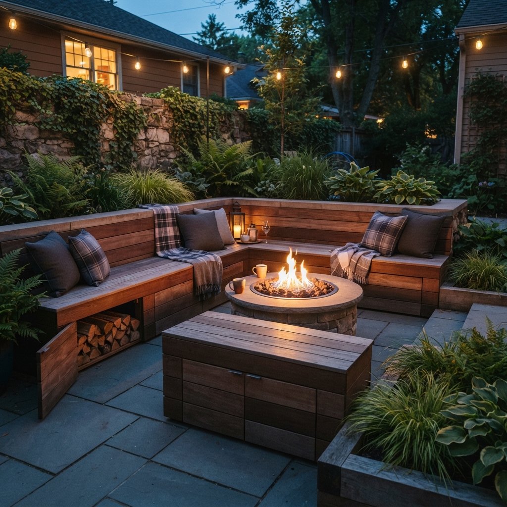 30 Backyard Fire Pit Ideas to Transform Your Outdoor Space 31 Fire Pit with Built In Storage Idea