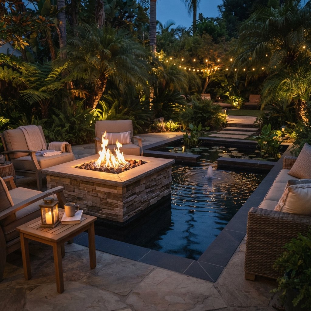 30 Backyard Fire Pit Ideas to Transform Your Outdoor Space 22 Fire Pit with Water Feature Idea