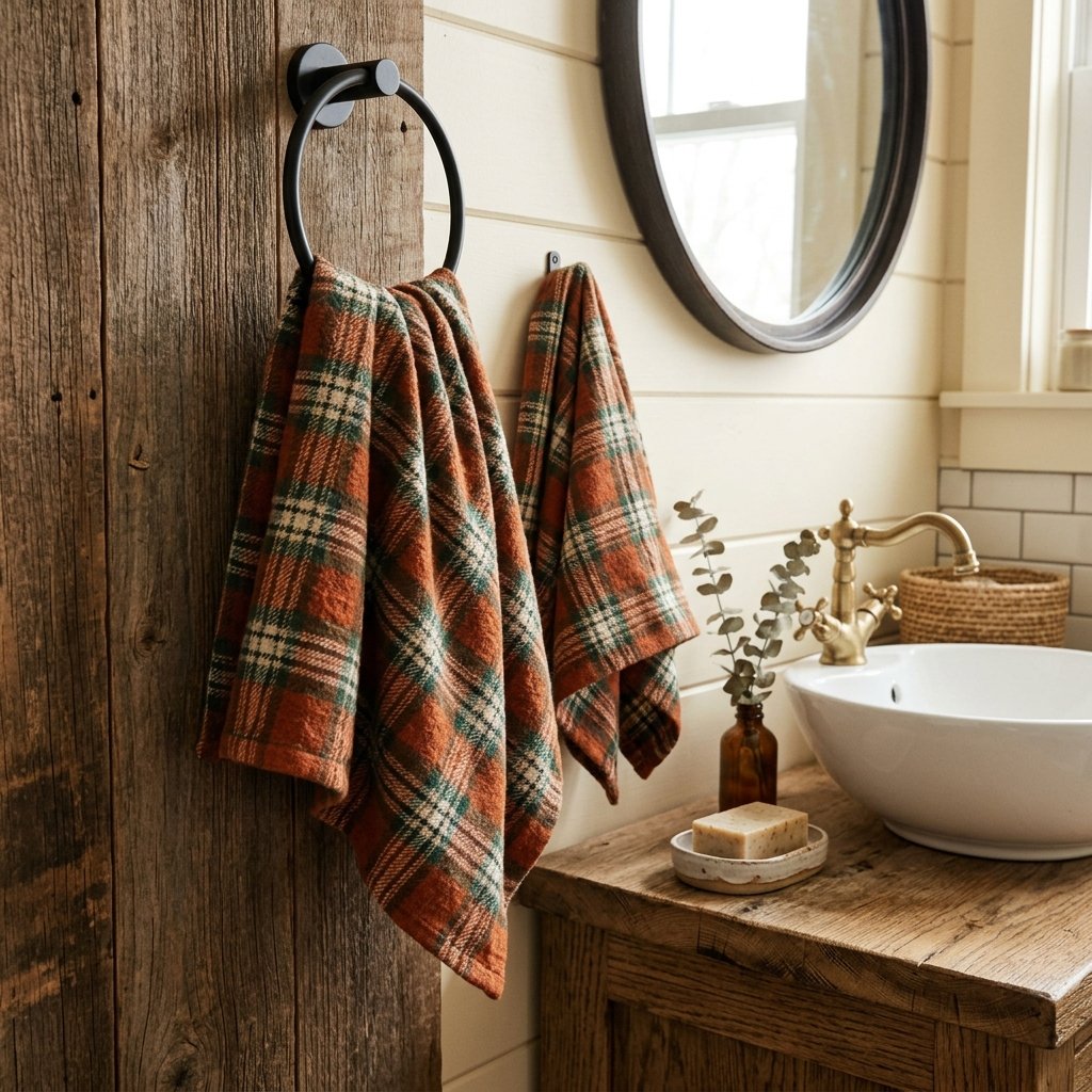 30 Fall Bathroom Decor Ideas: Cozy, Creative & Pinterest Worthy 19 Flannel Hand Towel Ideas
