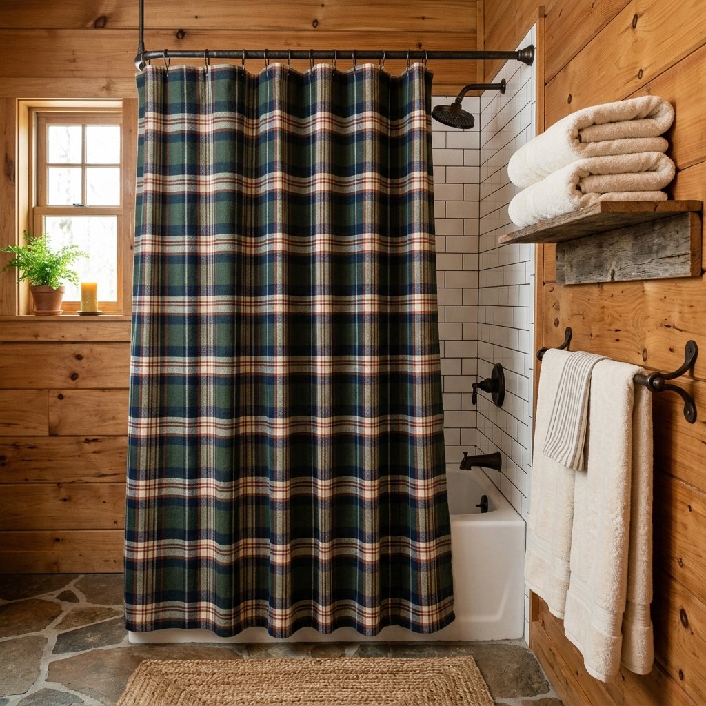 30 Fall Bathroom Aesthetic Ideas to Create a Dreamy Cozy Space 18 Flannel Shower Curtain Ideas