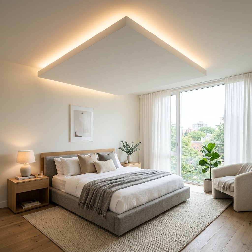 30 Fall Ceiling Designs for Bedroom That Instantly Feel Warm & Luxurious 4 Floating Fall Ceiling Ideas