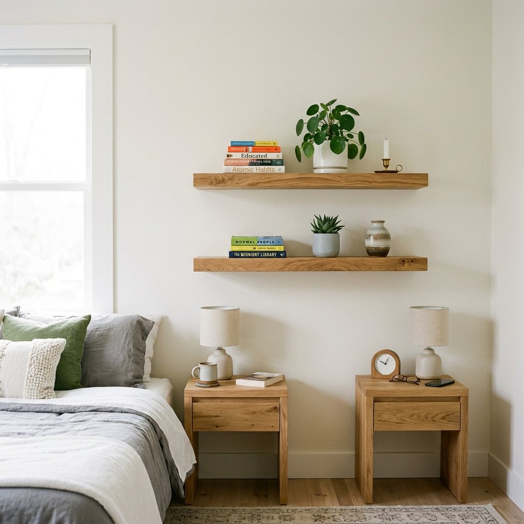 30 Small Bedroom Ideas for Couples That Feel Cozy, Not Cramped 6 Floating Shelf Storage Ideas
