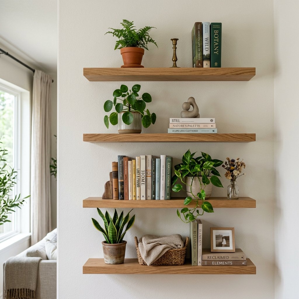 30 Living Room Wall Decor Ideas for Every Style and Space 5 Floating Shelf Living Room Wall Decor Ideas