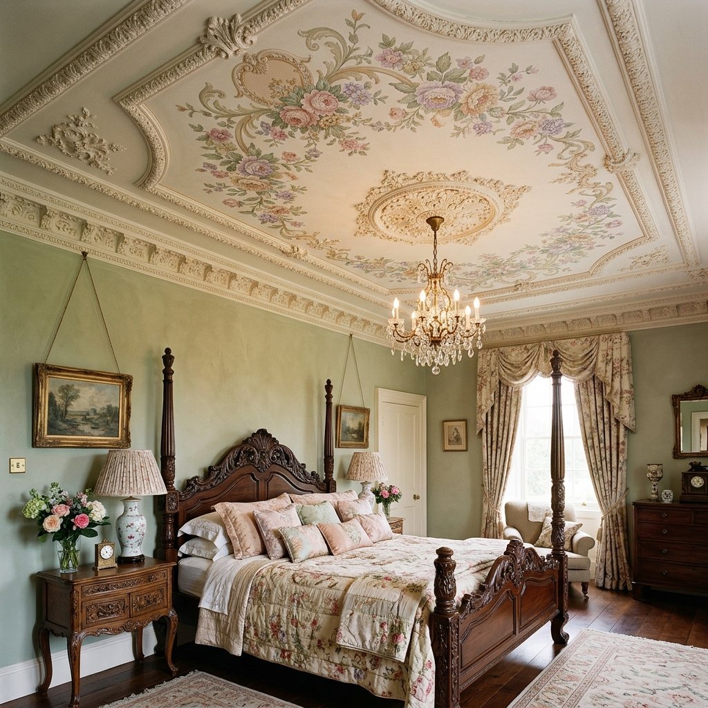 30 Bedroom Fall Ceiling Designs Ideas: for Modern and Cozy Spaces 10 Floral Pattern Fall Ceiling Ideas