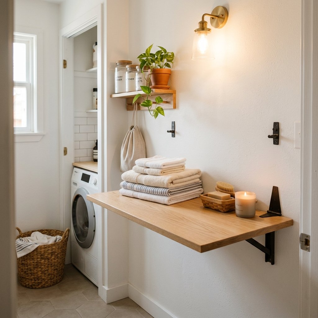 30 Tiny Laundry Room Ideas: That Prove Small Spaces Can Shine 3 Fold Down Countertop Tiny Laundry Room Ideas