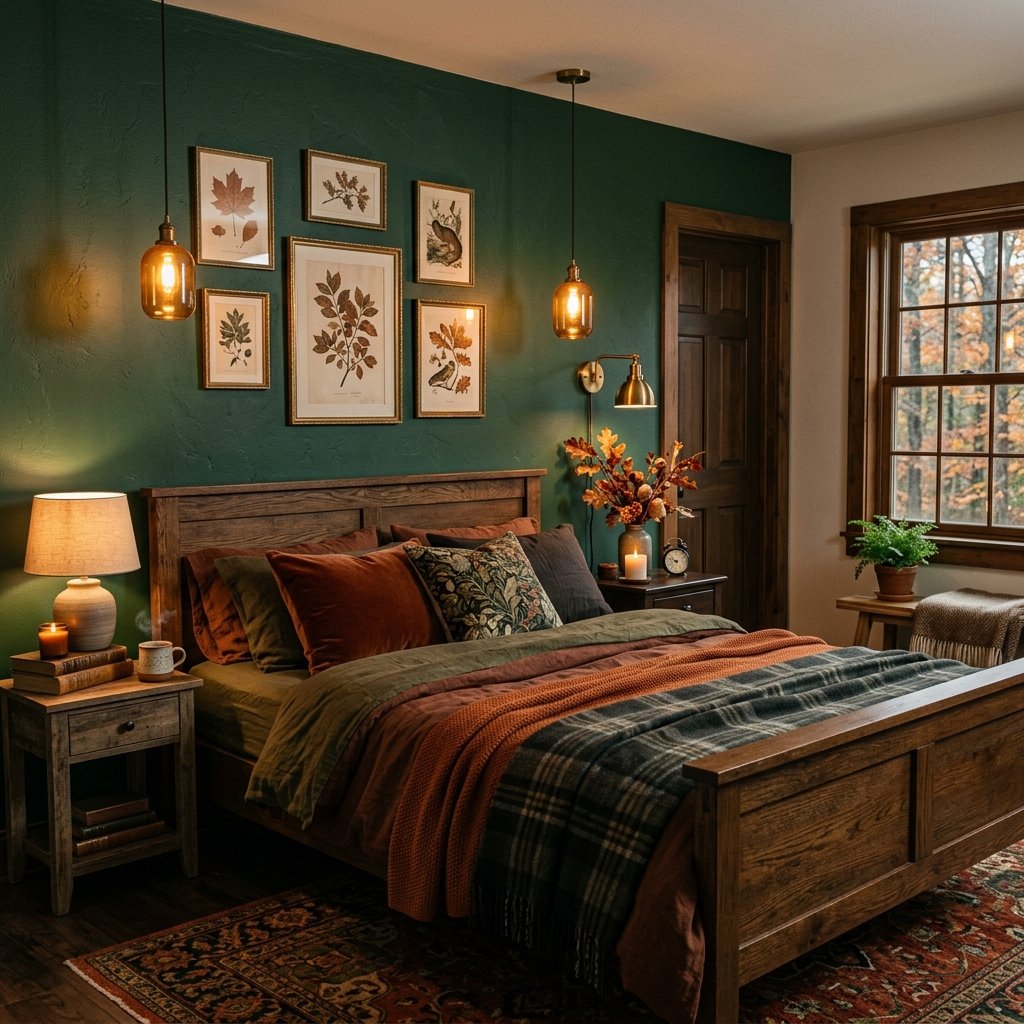 30 Gorgeous Fall Themed Bedroom Ideas: That Feel Cozy and Effortless 10 Moody Forest Green Bedroom Ideas