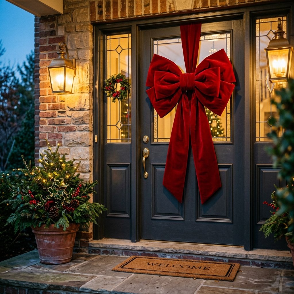 30 Modern Front Porch Christmas Decor Ideas: to Elevate Your Holiday Home 20 Front Door Bow Ideas