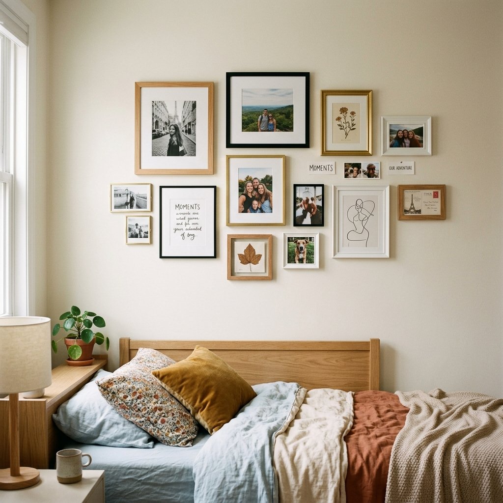 30 Small Bedroom Ideas for Couples That Feel Cozy, Not Cramped 26 Small Space Gallery Wall Ideas