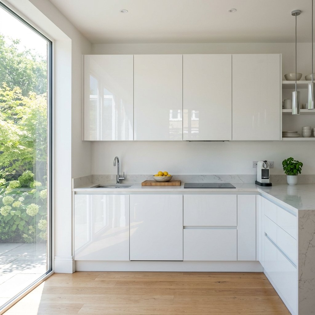 30 White Kitchen Cabinets Ideas to Brighten and Transform Your Space 26 Glossy White Kitchen Cabinets Ideas
