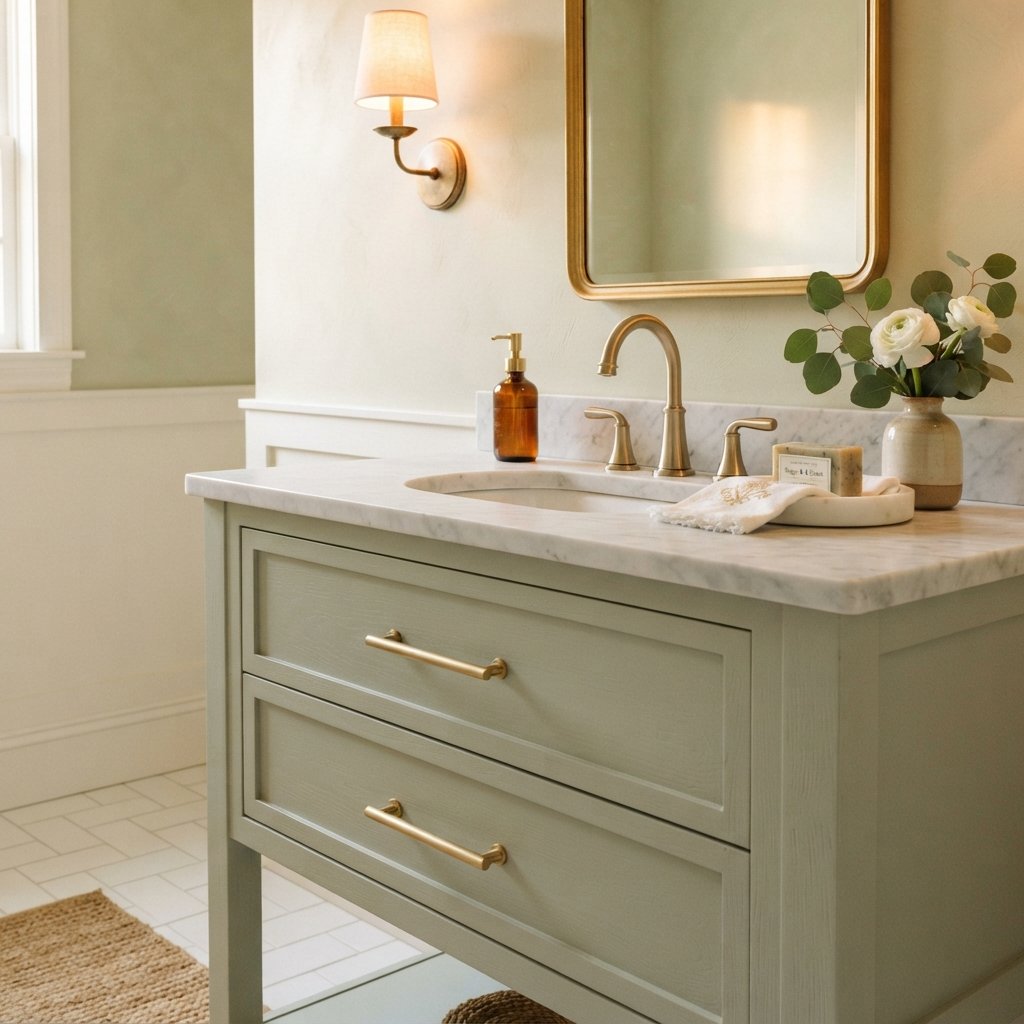 30 Cute Bathroom Ideas to Create a Cozy and Stylish Space 26 Gold Fixture Accent Ideas