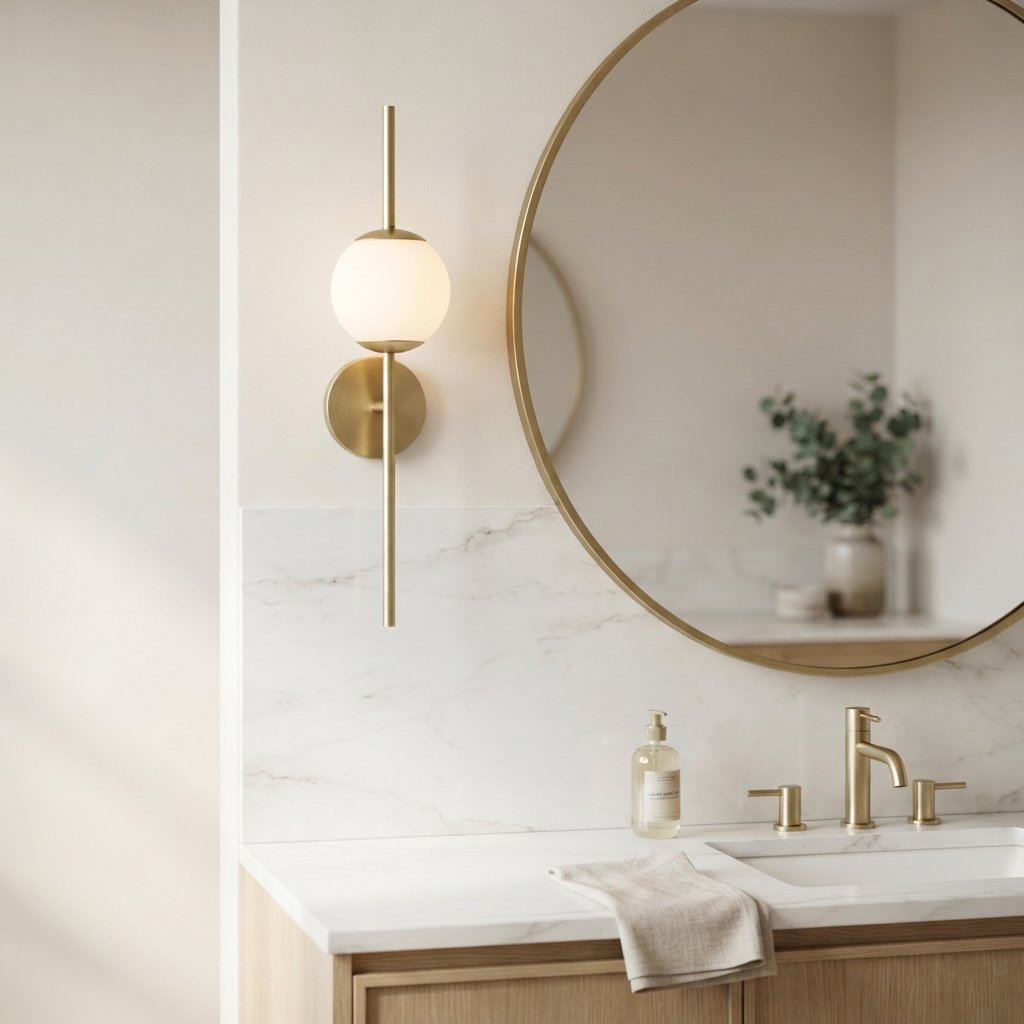 30 Bathroom Lighting Ideas to Brighten Your Space in Style 22 Gold Fixture Bathroom Lighting Ideas
