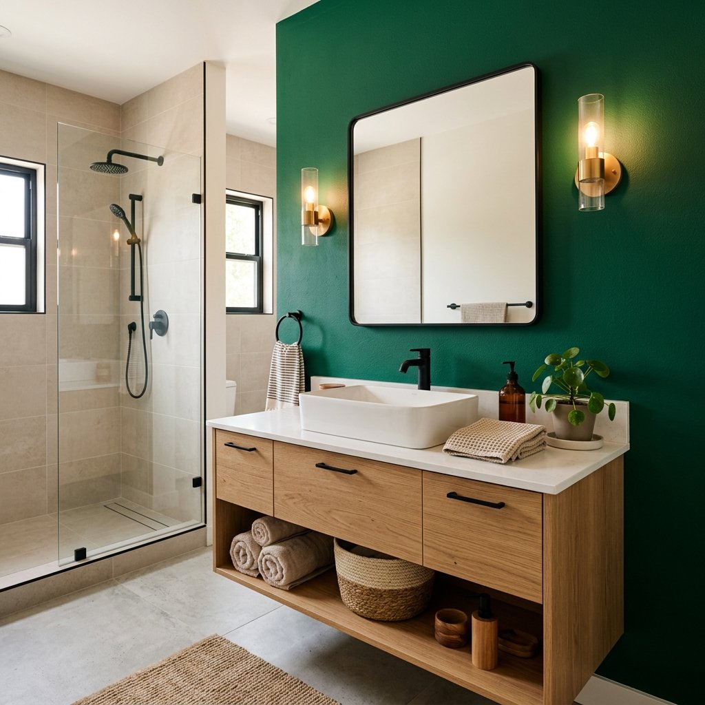 30 Green Bathroom Ideas That Bring Calm and Character to Any Space 20 Green Accent Wall Ideas
