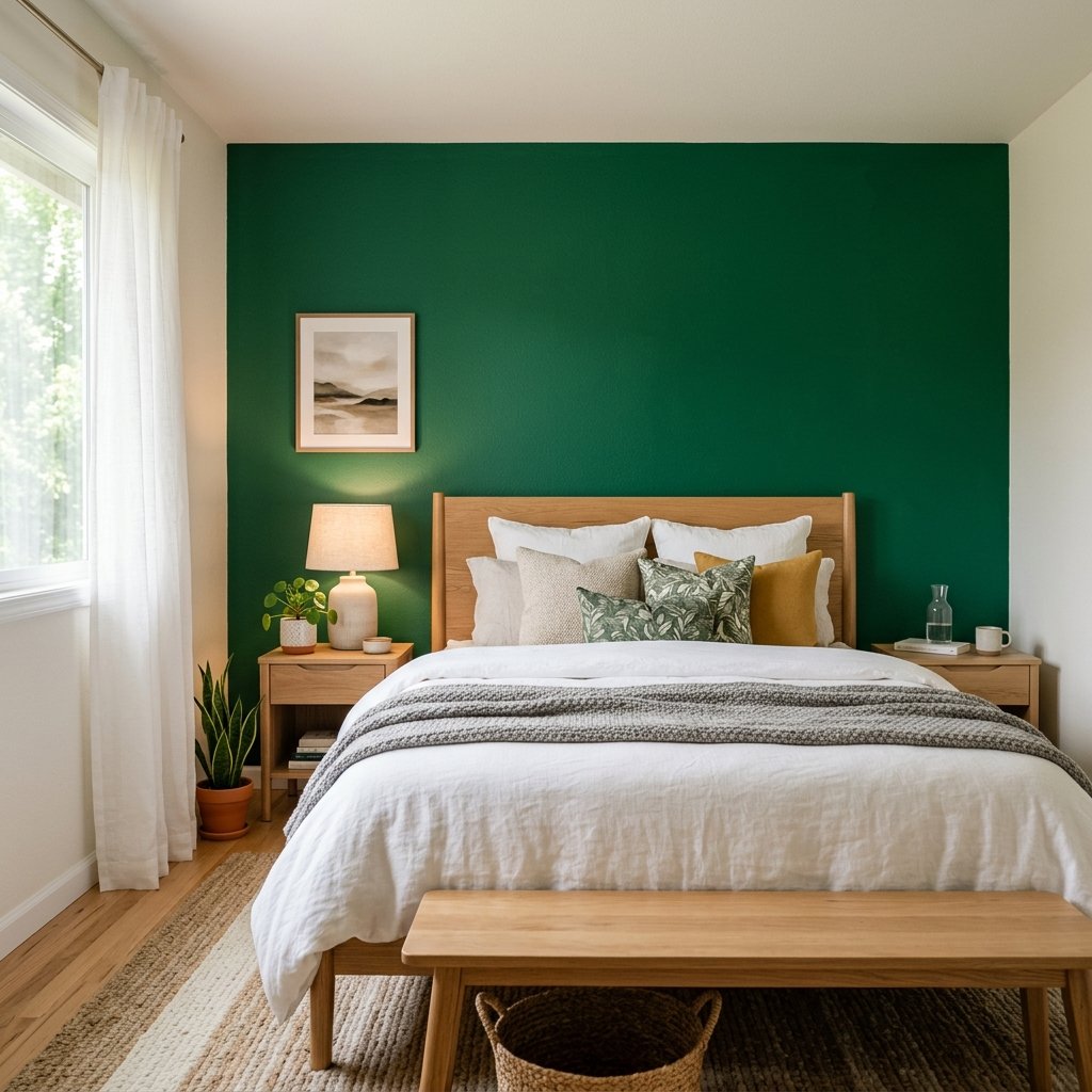 30 Green Bedroom Ideas That Bring Calm and Character 12 Green Bedroom Ideas Accent Wall Ideas