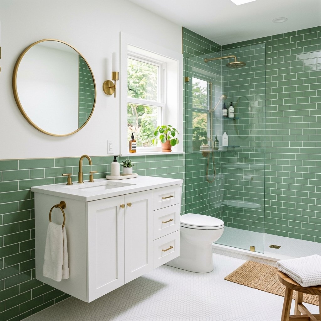 30 Green Bathroom Ideas That Bring Calm and Character to Any Space 11 White and Green Bathroom Ideas
